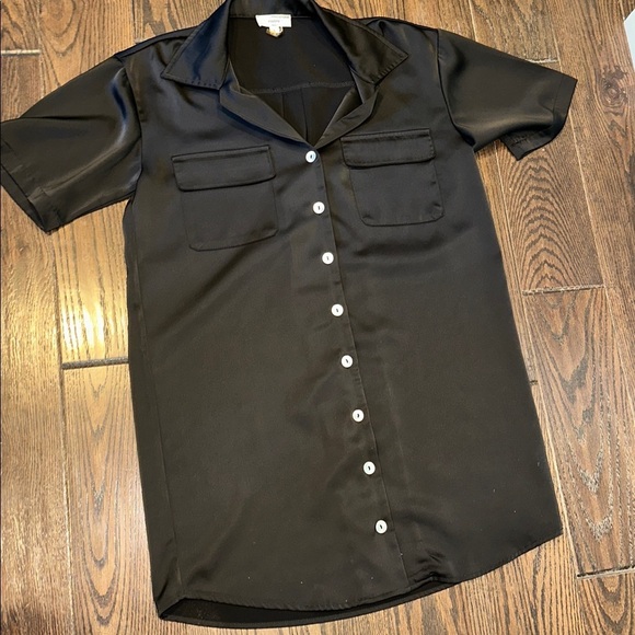 Entro Black Satin shirt dress size small - Picture 2 of 6